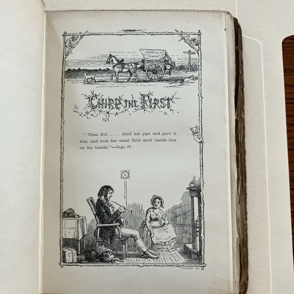 RARE 1887 Charles Dickens Cricket on Hearth Antique Hardcover Book Illustrated